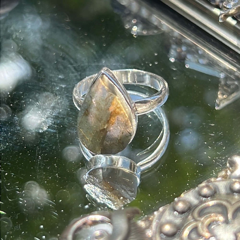 RAW ROUGH LABRADORITE 925 STERLING SILVER RING, SIZE 9.5 - Picture 6 of 8